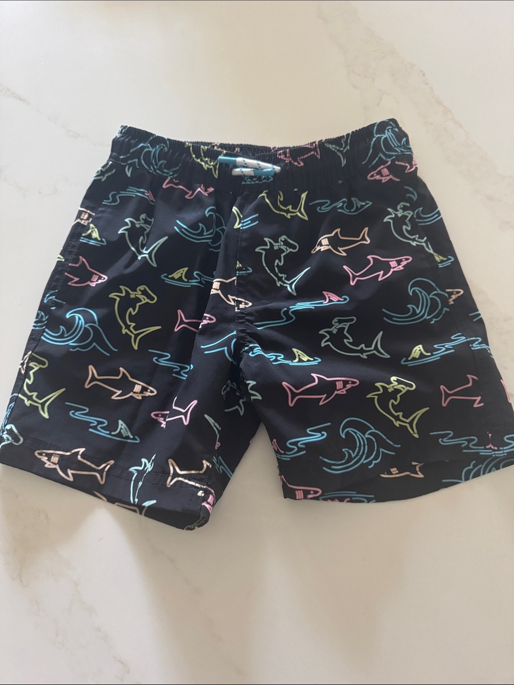 Boys Kids' Swim Trunks with Neon Shark Print